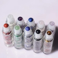 10ml 30ml 50ml Bouteille en verre vide Bouteille d'huile essentielle transparente Unique avec bille roulante en pierre précieuse de quartz