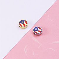 10mm bricolage bijoux personnalisés résultats accessoires faisant en acier inoxydable émaillé Porto Rico drapeau breloques pendentif entretoise perles