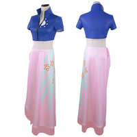 Costume de cosplay Nico Robin pour femme, robe kimono à motif floral, jupe portefeuille et perruque Onigashima, ensemble complet avec haut en polyester