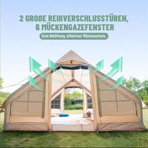 Tienda de Campaña Inflable Automática Portátil para Glamping al Aire Libre, Tienda de Campaña Plegable con Techo de Oxford, Doble Capa, Una Habitación, para 5-6 Personas, Cuatro Estaciones - Product Image 5