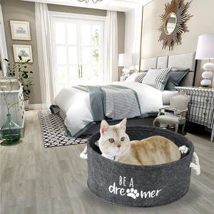 Panier de rangement en feutre de style tambour, pliable, amovible et lavable pour une organisation efficace et l'utilisation pour chat/chien - Product Image 5