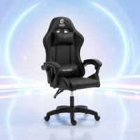 Chaise de bureau ergonomique pour le gaming avec appui-tête, support lombaire, accoudoirs articulés, en cuir PU, pivotante à 360 degrés, dossier haut