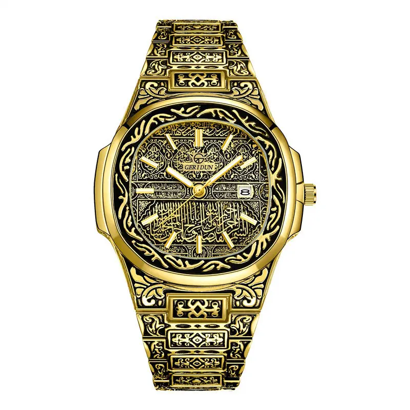 Montre de mode pour hommes, nouvelle montre de luxe classique de styliste en acier inoxydable, montres en or pour hommes montre hip hop, 8412