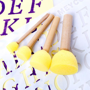 बोमेजिया 4 पीसी लकड़ी के हैंडल डिय आर्ट पेंटिंग स्पंज ब्रश सेट - Product Image 2