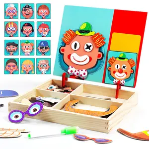 Caractéristiques du visage autocollants magnétiques éducation de la petite enfance Puzzle magnétique 3D maternelle jouets en bois