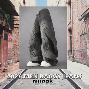 Jeans Baggy da Uomo <span class=keywords><strong>di</strong></span> Alta Qualità con Effetto Patch e Whisker, Prodotti da High Quality Middle (Nota: Breve) - Product Image 3