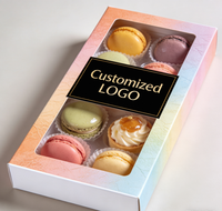 Boîte rigide sur mesure avec fenêtre découpée pour l'emballage de macarons, biscuits, chewing-gums et gelées (carton ondulé recyclable)