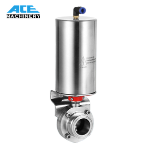 SS304 SS316L sanitario valvola a farfalla bloccata con attuatore pneumatico elettrovalvola a solenoide interruttore limitato per cibo cosmetico