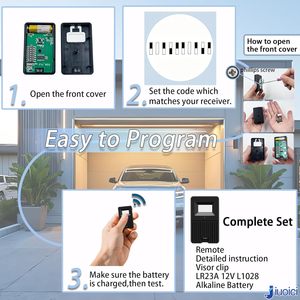 Télécommande de porte de garage 310 MHz avec 8 commutateurs DIP, émetteur d'ouverture de portail avec clip pare-soleil, remplacement universel pour DTA DTD DTC - Product Image 5