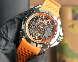 Reloj Mecánico de Acero Inoxidable para Hombre con Diseño Hueco y Correa Deportiva Naranja - Product Image 3