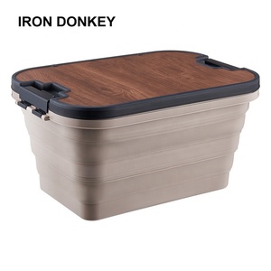 IRONDONKEY Camping extérieur pliant couvercle en <span class=keywords><strong>bois</strong></span> stockage multifonctionnel boîte de tri grande voiture pliant Tailbox - Product Image 1