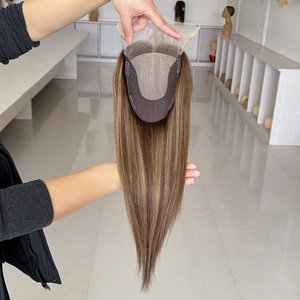 ท็อปเปอร์ผมแท้ธรรมชาติจากยุโรป เกรดเวอร์จิ้น เรมี ขนาด 6"x6.5" ฐานไหม ติดคลิป สำหรับผู้หญิง - Product Image 1