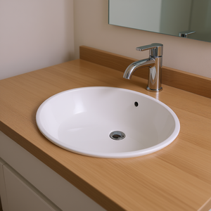 Lavabo Ovalado de Cerámica Blanca para Baño, 16.5x13.4 Pulgadas, Acabado Brillante, Diseño Minimalista - Product Image 2