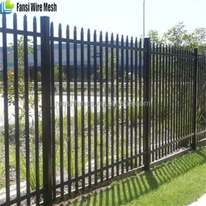 Disegni di recinzione in ferro tubolare orizzontale in metallo solido verniciato a polvere nero usato a buon mercato per giardino