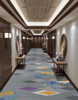 Revêtement de sol en carrelage céramique entièrement moquetté de luxe imprimé en 3D chinois, personnalisable en usine, pour couloir d'hôtel cinq étoiles, du mur au mur