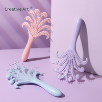 Brosse démêlante en ABS en forme de palmier unique avec picots ronds en nylon pour massage du cuir chevelu, outil de coiffure personnalisé avec logo, vente en gros