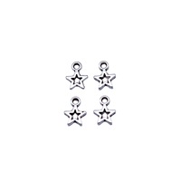 Colgante de estrella calada de 8.5x6.2mm de aleación de zinc plateado envejecido para la creación de collares celestiales
