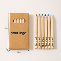 Boîtes en kraft personnalisées à faible MOQ, 6 crayons de couleur miniatures de 3,5 pouces, crayons de coloriage courts pré-affûtés pour le dessin des enfants