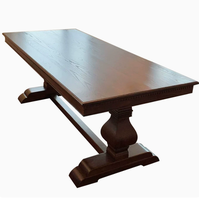 Table à manger rectangulaire rustique vintage de style américain, en bois massif vieilli, pour la maison, café, bar ou gîte.