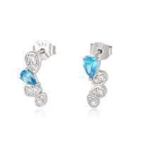 Joyería de Moda para Mujer, Plata de Ley S925, Rodio, Circonita Corte Pera, Juego de Collar, Pendientes y Anillo para Bodas, Bailes y Banquetes
