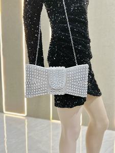 2026 女士奢华蝴蝶结形手拿包女士晚宴蝴蝶结链条钱包闪亮水钻包适合宴会派对手拿包 - Product Image 5