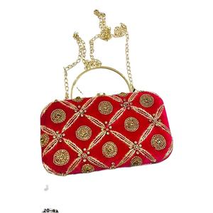 Latest Indian Handmade Woman's Embroidery Clutch Evening <b>Bag</b> Handcrafted with Rhinestone Stone Pattern <b>for</b> <b>Weddings</b> Parties - Product Image 1