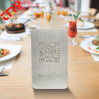 Support de Table Personnalisé en Acier Inoxydable Gravé au Laser, Étanche, avec Code QR pour Menu Numérique et Avis Google, Support NFC Vierge
