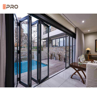 Portes en verre pliantes en aluminium à double battant, porte de bus électrique pliante d'angle, pompe, porte pliante en aluminium