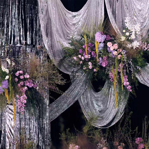 S572 Tissu à paillettes argentées en gros pour rideau de <span class=keywords><strong>fond</strong></span> de scène de mariage et banquets, idéal pour les décors de scène de mariage - Product Image 6