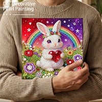 Kits de Peinture Diamant 5D DIY en Forme Spéciale Lapin de Pâques, Fleur et Arc-en-ciel, Art des Pierres Précieuses pour Adultes, Cadeau de Pâques Unique, Vente en Gros