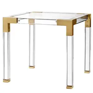 Прозрачные стеклянные журнальные столы, акриловые Прозрачные ножки, Современная Золотая мебель для гостиной