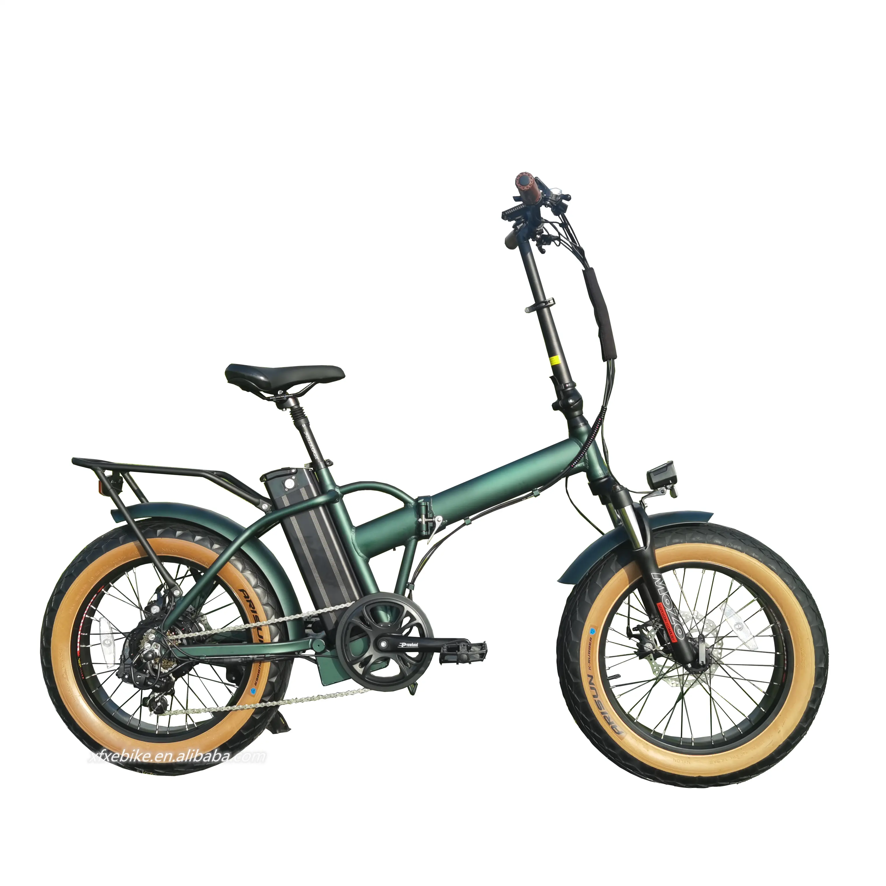 Dark Green Bicicleta Electrica Portable 48V 750W Rear Motor 20Inch* 4.0 Fat Tire Electric Folding Bike