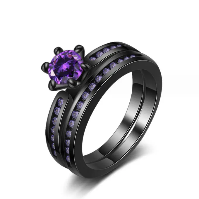 Womens Fashion Accessories AAA Zircon Diamond Black Copper Rings
