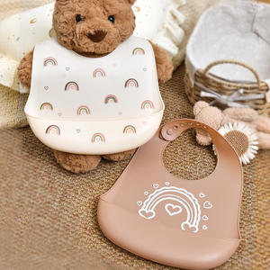 Bavoir pour bébé en silicone imperméable à l'eau motif de dessin animé fermeture à bouton Super doux <span class=keywords><strong>portable</strong></span> anti-saleté bavoir pour bébé - Product Image 3