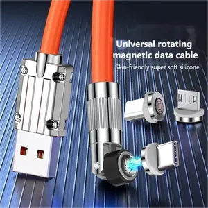 Kabel pengisi daya Cepat magnetik, kabel silikon cair 3 in 1 terbaru, mikro Tipe C 120W untuk Samsung untuk xiaomi