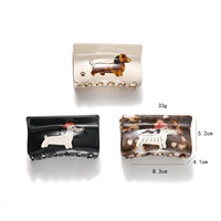Shes Wholesale Pinces à cheveux en acétate motif chien, style Béret Teckel, Vintage Hawaïen, pour femmes, thème animalier, personnalisées OEM