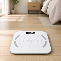 Balance de salle de bain numérique carrée 26x26cm, pèse-personne électronique avec écran LED, design fin de 2cm pour usage domestique