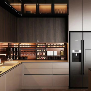 <span class=keywords><strong>Alvin</strong></span> Gabinete de cocina personalizado Muebles de tablero de melamina gris mate Diseño de madera hecho a mano - Product Image 1