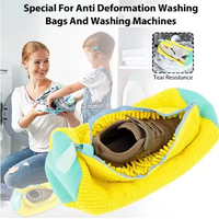 Laveuse et sécheuse Fibres pelucheuses réutilisables gardant 360 ° enveloppant anti-déformation Sneaker Sac de nettoyage de chaussures Sac de lavage de chaussures