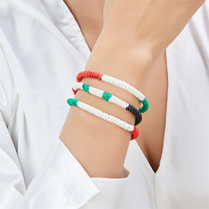 <span class=keywords><strong>Support</strong></span> fait main Palestine Keffieh <span class=keywords><strong>Bracelet</strong></span> fait main Design arabe arabe noir vert cordon rouge <span class=keywords><strong>Bracelet</strong></span> palestinien tissé à la main - Product Image 3