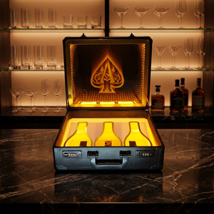 High-grade LED 3 Bottles <b>champagne</b> Collection Suitcase <b>Box</b> Glowing Wine Bottle Display Holder VIPbottle Carry case - Product Image 1