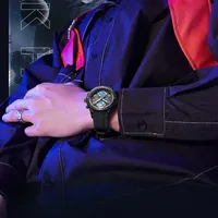 Montre à quartz pour homme Mark Fairwhale, boîtier en acier, aiguilles lumineuses, date, semaine, étanche, bracelet en caoutchouc FW-5730