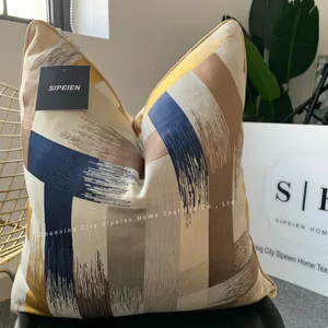 Modernes nordisches geometrisches Muster Jacquard-Kissen bezüge für Couch-Sofa Gestreifte Kissen bezüge Gelb für Wohnzimmer