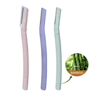 Tondeuse à sourcils avec manche en bambou, rasoir pour poils du visage, outils de beauté et de maquillage pour femmes avec couvercle de protection