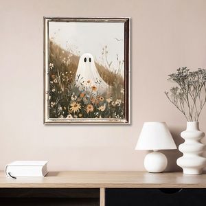 Art mural encadré fantôme d'Halloween 38,5x31cm, peinture décorative pour la décoration intérieure de la maison - Product Image 1