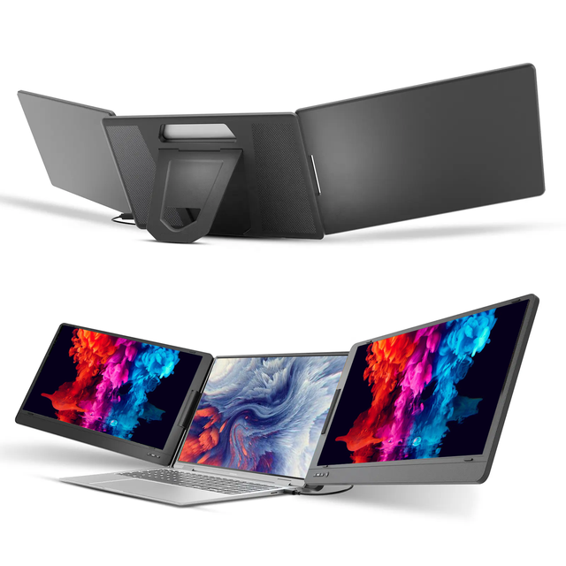 Full HD Triple Monitor 14 Inch Portable Quadruple Monitor with USB Type -C for Laptop