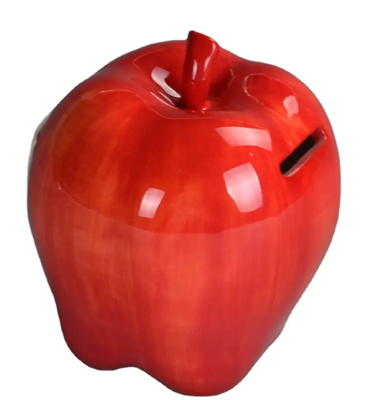 I Love NY Red AppleเซรามิคPiggy Bank, Porcelainเหรียญกล่องเงินธนาคาร