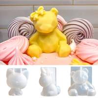 Moule en silicone 3D géométrique pour la décoration de gâteaux et la fabrication de savons, motifs animaux (ours, cerf et chat)