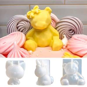 3D <b>Silicone</b> DIY Geometric Three-Dimensional Bear, Deer, Cat Animal Ornament Cake Decoration and Soap Making <b>Tool</b> Mold - Product Image 3