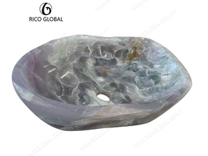 Lavabo Irregular RICO GLOBAL de Mármol Pulido, Lavabo Contemporáneo para Baño con Acabado Liso y Forma Orgánica - Product Image 4